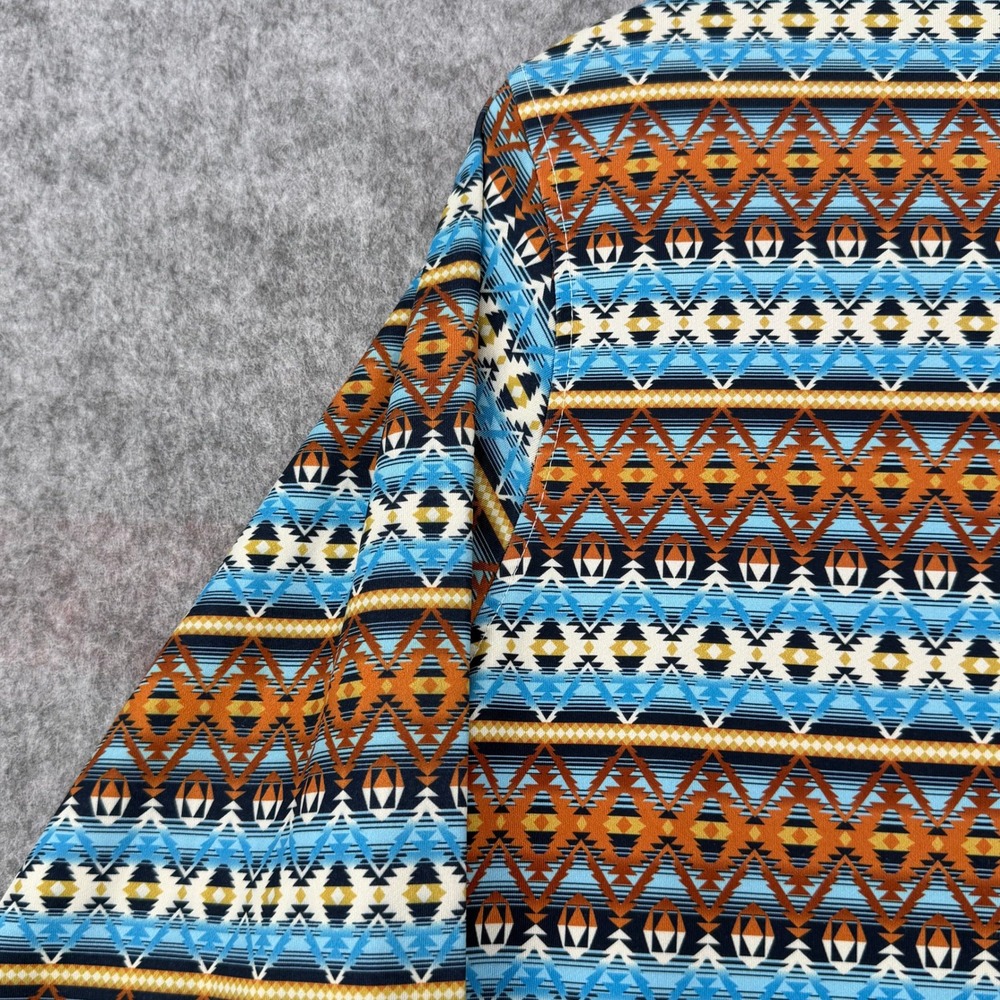 Rafter C Mens XL Southwestern Geometric Quarter Zip Pullover Blue Orange Tribal - Picture 5 of 11